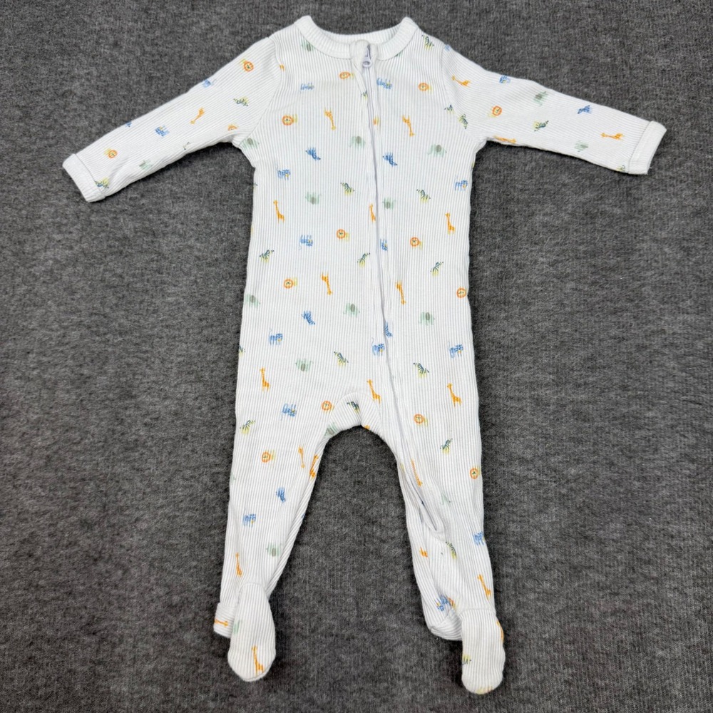 Cloud‎ Island Footed Pajamas Kids 3M White Animal Print Ribbed Sleeper